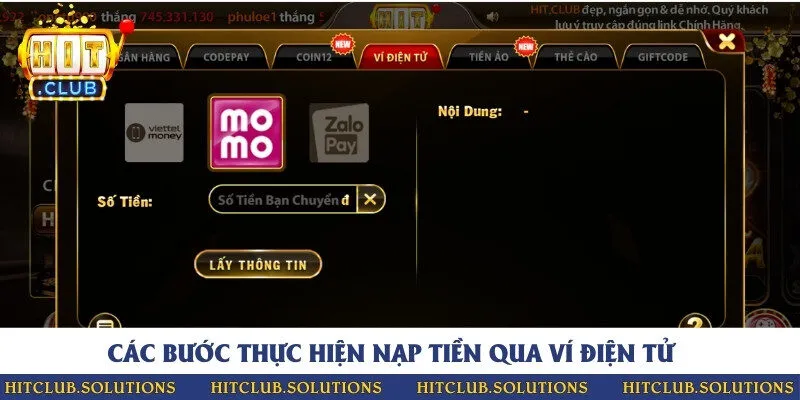 Các bước thực hiện nạp tiền qua ví điện tử cực nhanh