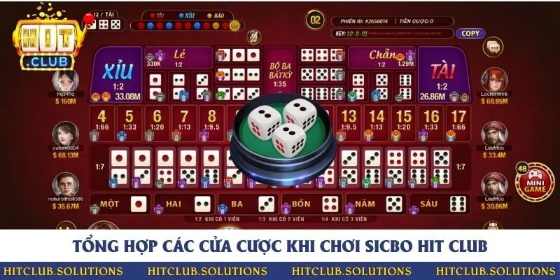 Những cửa cược phổ biến trong Sicbo trực tuyến